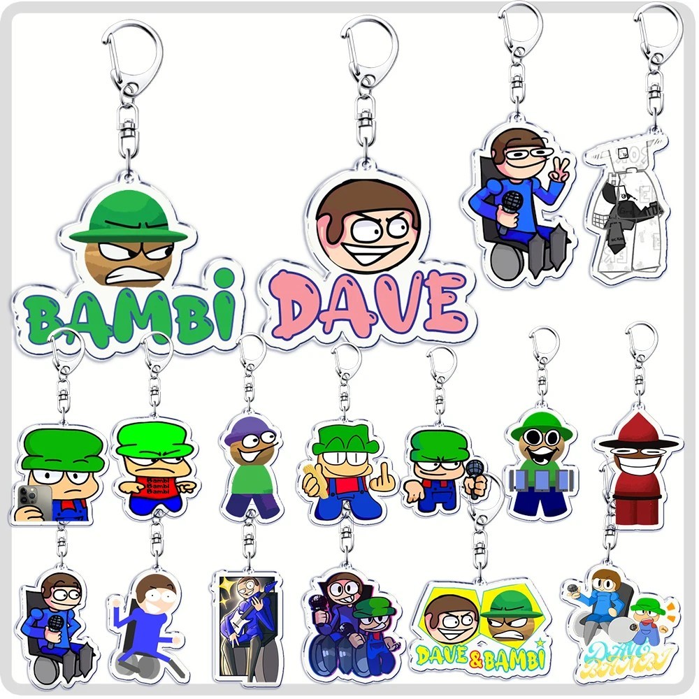 Móc khóa Dave and Bambi Game Friday Night Funkin FNF mica acrylic dễ thương phụ kiện treo cặp túi xá