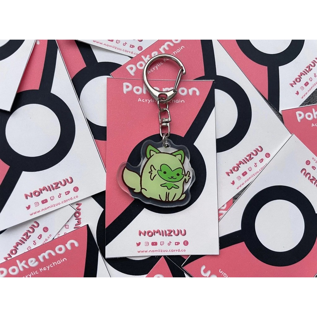 Móc khóa Pokemon Mica Acrylic dễ thương Sprigatito Gengar Mimikyu Dragonite Fuecoco phụ kiện treo ba