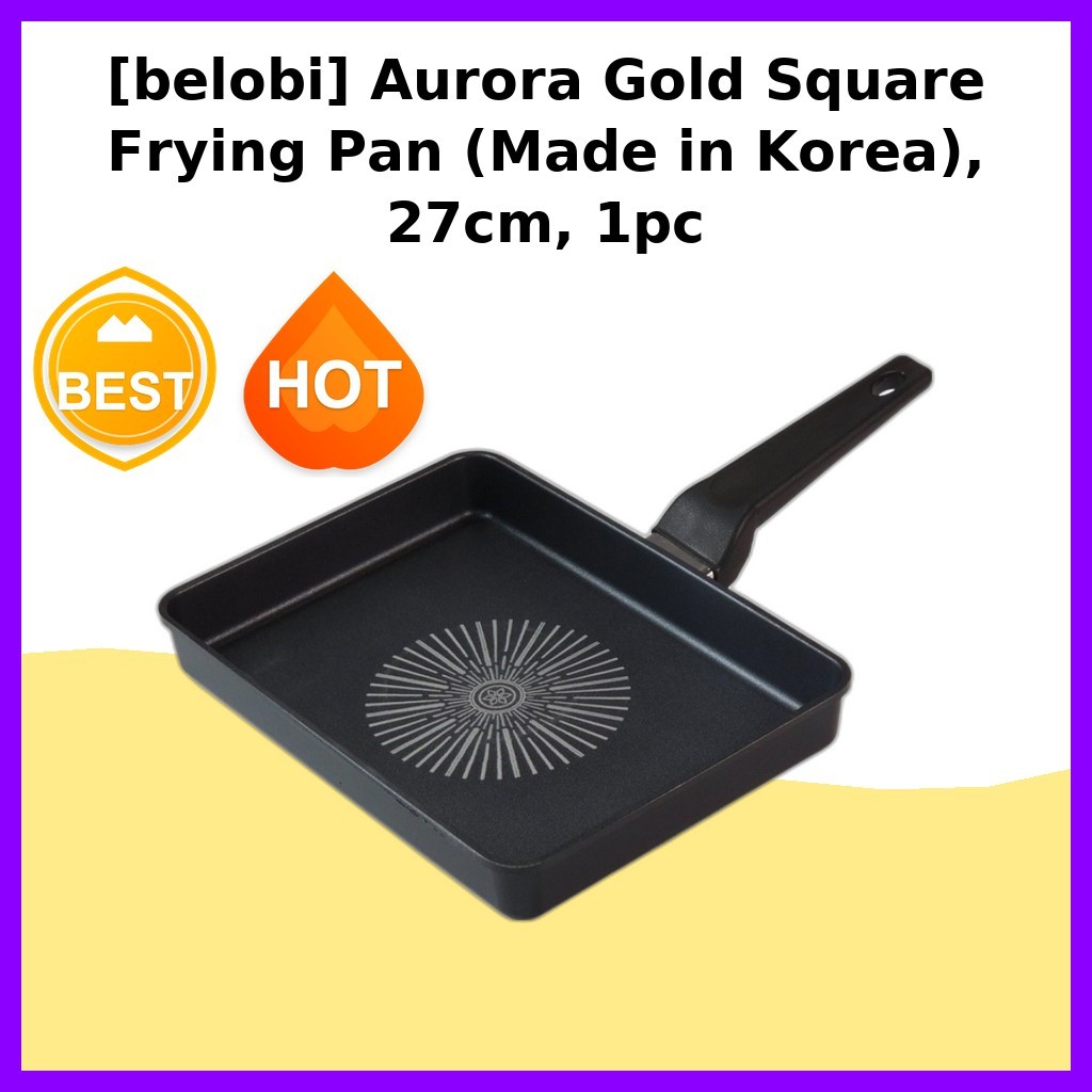 [belobi] Chảo rán vuông Aurora Gold (Sản xuất tại Hàn Quốc), 27cm, 1 cái / Chảo chiên Hàn Quốc / Chả