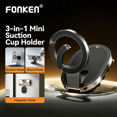 Fonken 3 trong 1 MagLock Hút Giá Đỡ Điện Thoại Để Bàn Cho iOS 17 / 16 / 15 Có Đáy Hút Cho Kính Treo Tường