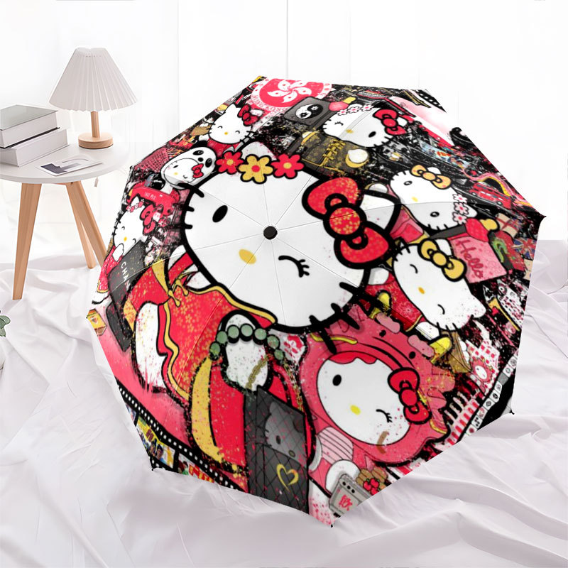Ô Hello Kitty 50 mẫu độc đáo - Chống nắng, Gấp Tự Động