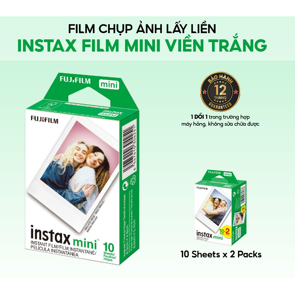 Phim Chụp Ảnh Lấy Liền Fujifilm instax Film Mini Viền Trắng - Chính Hãng BH 12Tháng (Dùng Cho instax