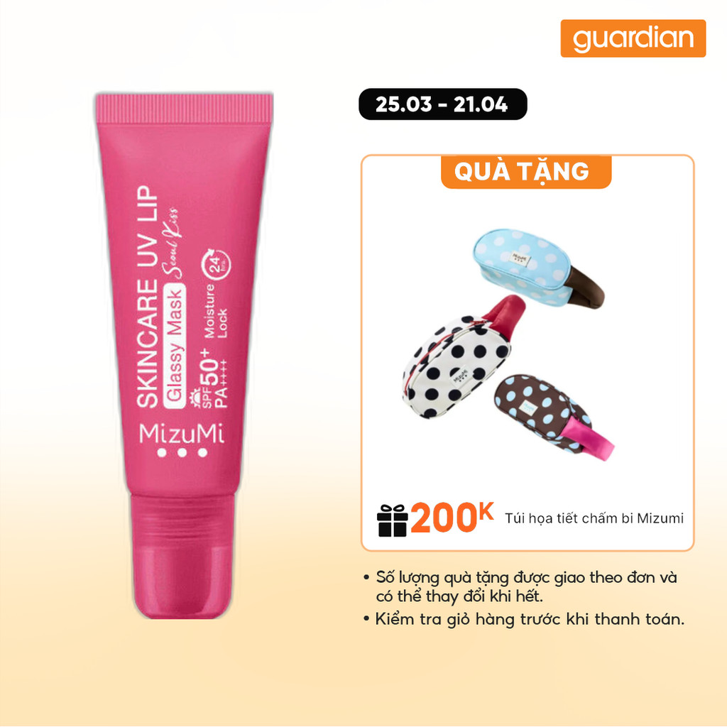 Mặt Nạ Môi Hỗ Trợ Chống Nắng MizuMi Skincare UV Lip Glassy Mask SPF50+ PA++++ 8Ml