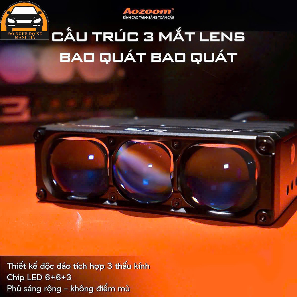 AOZOOM EX3 nhiệt màu 3000k và 5000k - Siêu phẩm đèn trợ sáng bi led 2025, công suất 95W(giá 1 đôi)