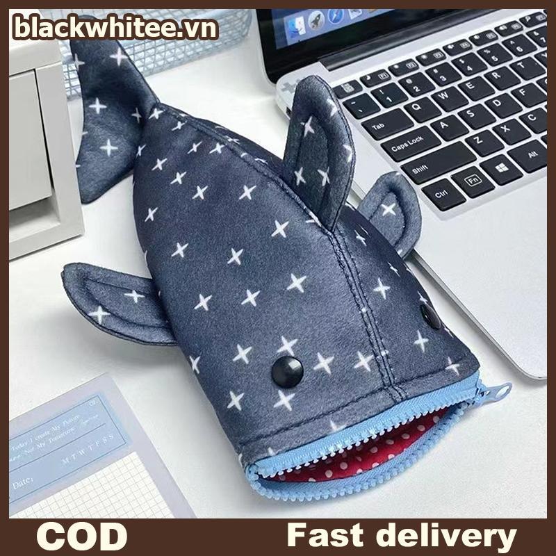 BWHTE Creative Kawaii Shark Star Pencil Case Hoạt Hình Ngộ nghĩnh Miệng Cá Mập Dây Kéo Túi Đựng Bút 