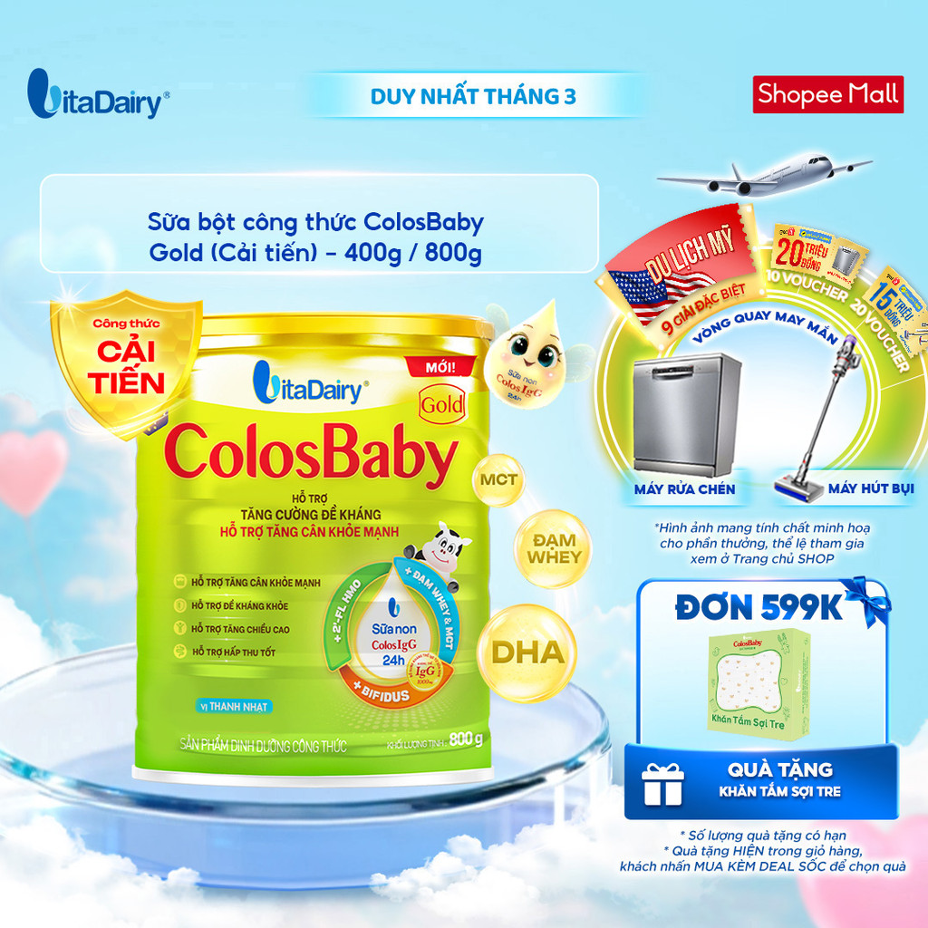 [NHIỀU GIAI ĐOẠN] Sữa bột ColosBaby Gold cải tiến cho trẻ – Bổ sung dinh dưỡng cho bé – Lon 400g và 800g