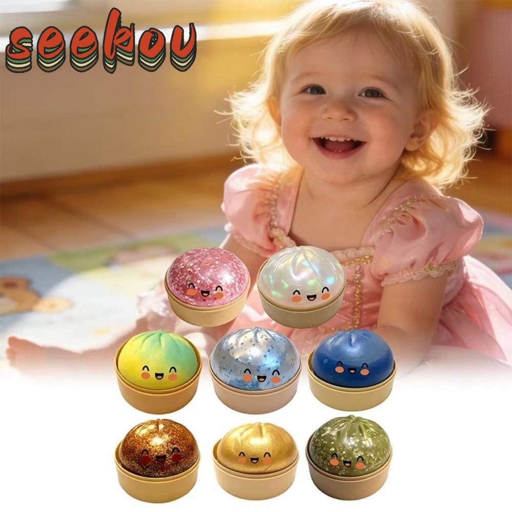 SEEKOV Bánh Bao Đồ Chơi Squishy, Lấp Lánh Mềm Hấp Nhồi Bông Squishy Pinch Le, Với Hấp Fidget Đồ Chơi
