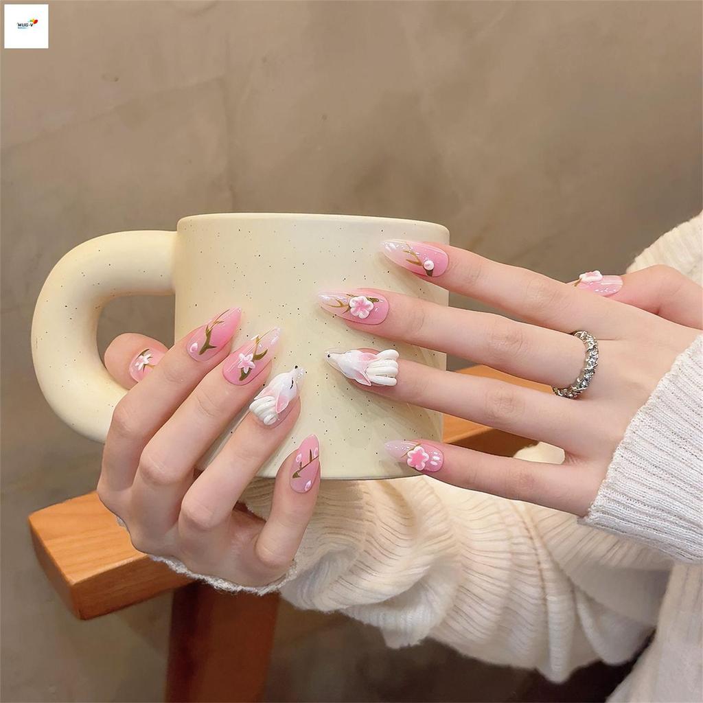 Handmade Pink Press on Nails Thoải mái khi đeo móng tay cho nữ và bé gái Nail Salon