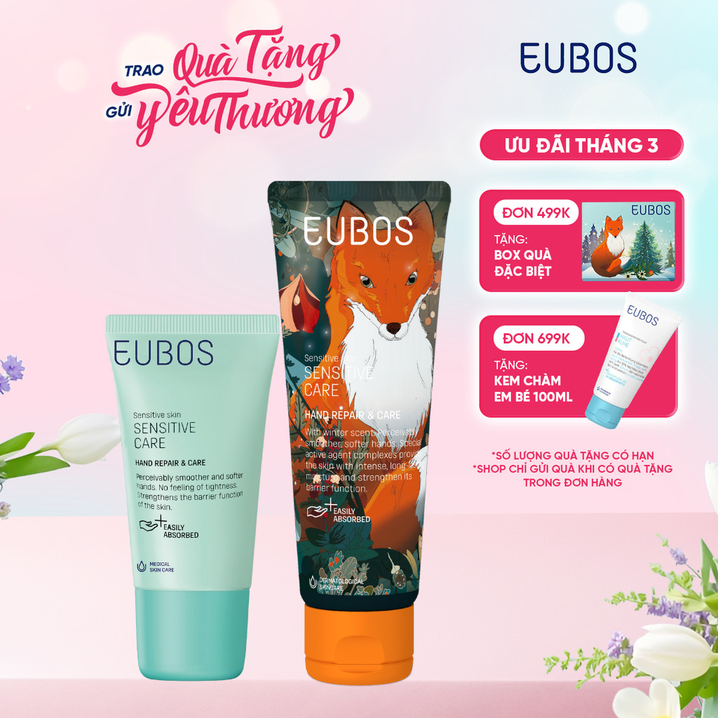 Combo 2 Kem Dưỡng Da Tay và Móng EUBOS Giúp Mềm Mịn, Dưỡng Ẩm Phù Hợp Cho Da Nhạy Cảm 25ml Và 75ml