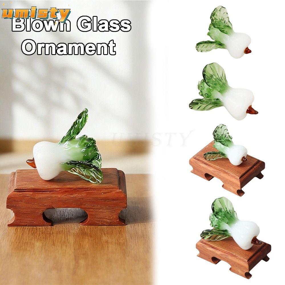 Trang trí bàn làm việc pha lê UMITY, Bok Choy Shape Thiết kế thịnh vượng Kính Bok Choy, Kính thổi th
