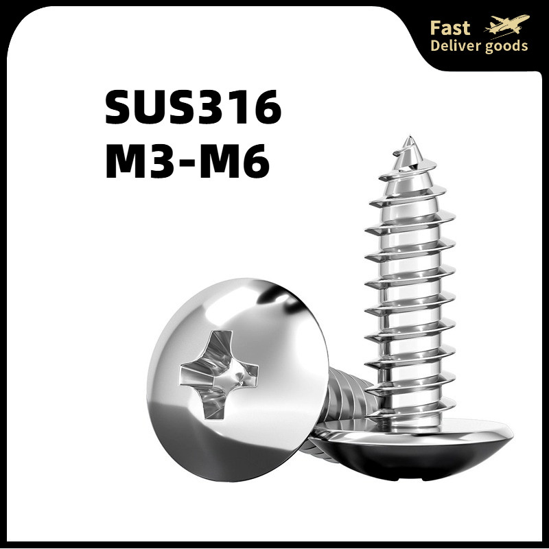 Ốc Vít Đầu Tròn Bằng Thép Không Gỉ 316 M3 M3.5 / M4 / M5 / M6 Chuyên Dụng / 316 Stainless Steel Trus