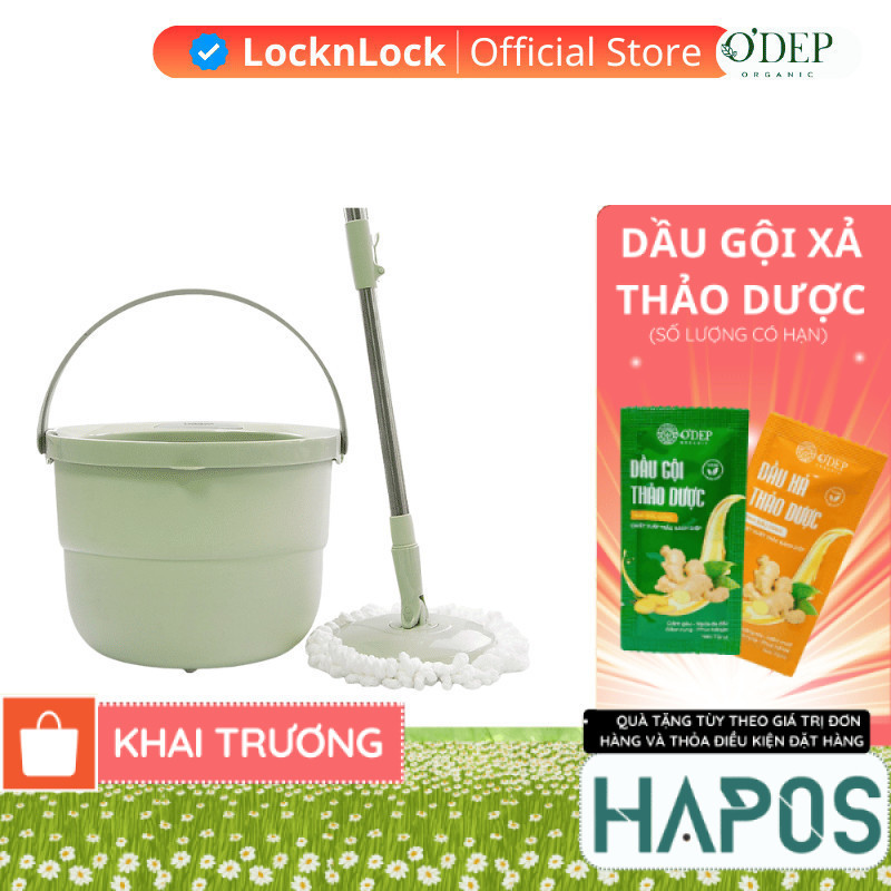 Cây lau nhà tự vắt LocknLock 360 độ thông minh, kèm thùng giặt và 4 bông lau ETM498MITS2 - HAPOS HEL