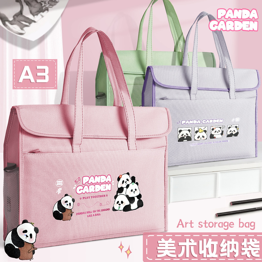 Túi đựng hồ sơ lật Panda A3 Túi nghệ thuật Học sinh tiểu học Túi lưu trữ nghệ thuật Túi Tote vải Oxf