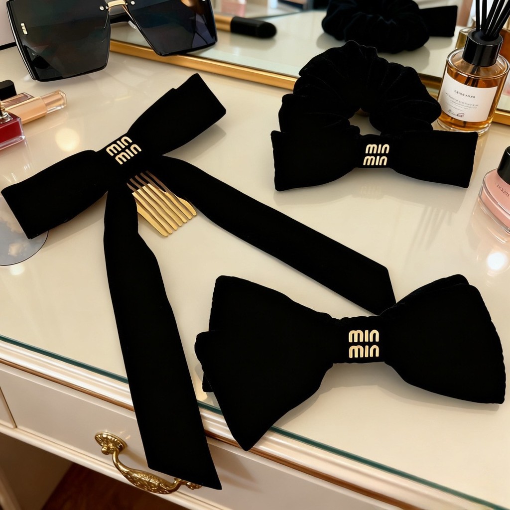 Spot Goods#New High Version min Miss New Velvet Bow Hair Tie Light Luxury Versatile Elegant Hair Com