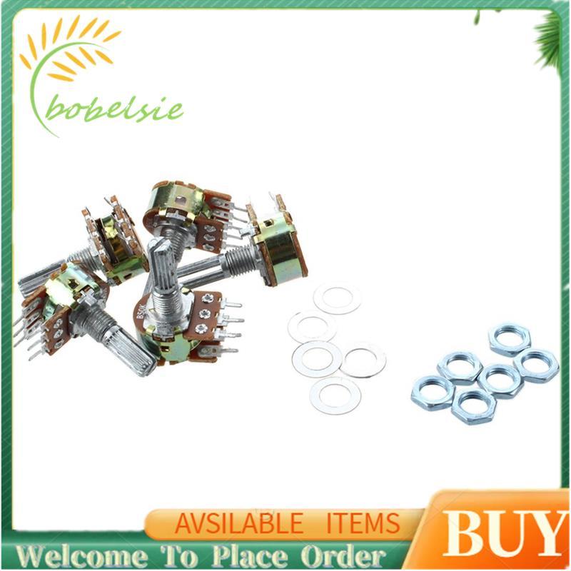 5 Chiếc B50K 50K ohm 6 Chân Trục Chia Xoay Tuyến Tính Kép Côn Chiết Áp