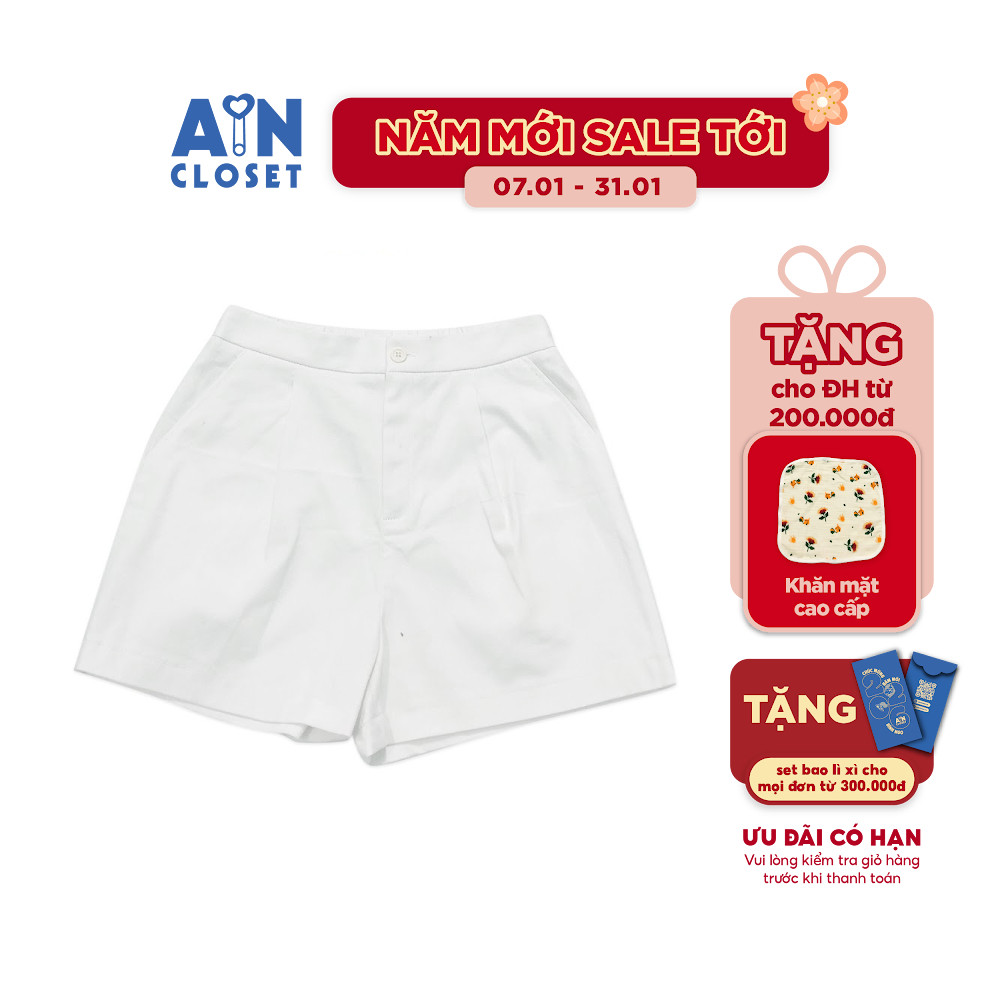Quần đùi mẹ Trắng trơn chéo Hàn - AICDBTVKGOKE - AIN Closet