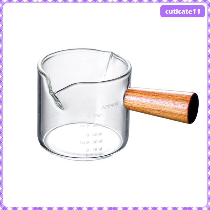 Tay cầm bằng gỗ sữa thủy tinh có cân Jigger Ounce Cup Coffeware Measure-Mug
