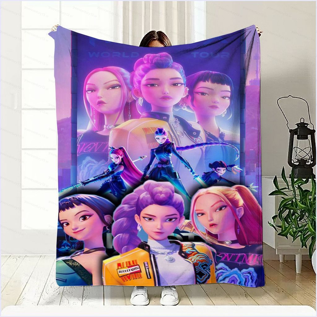 G13 KPop Demon Hunters Pháp Len Chăn In Đa Năng Chăn Phòng Ngủ sofa Chăn G13