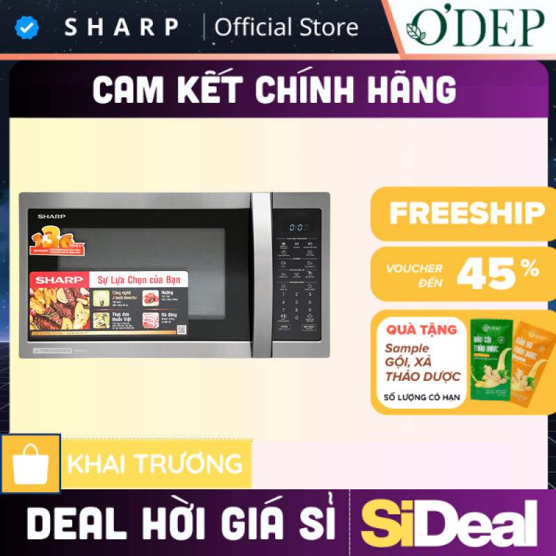 Lò vi sóng Inverter Sharp 28 Lít Chính hãng 1100W, giá tốt có trả góp, tiết kiệm điện R-G728XVN-BST 