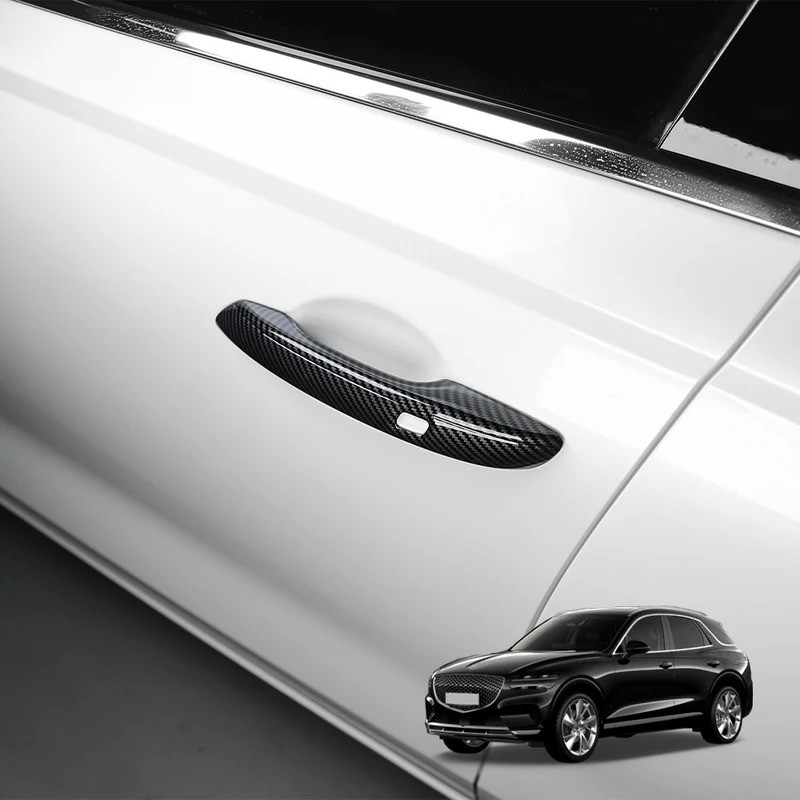 Dành Cho Genesis GV70 2022-2025 Ô Tô Sợi Carbon Đen ABS Bên Ngoài Tay Nắm Cửa Bao Viền Phụ Kiện Xe H