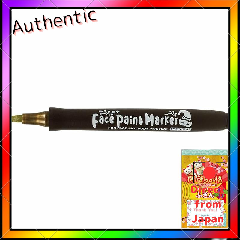 Face Paint Marker Gold, Brush Pen KFFM-F-GO Gold, Includes Non-Woven Cloth, Marker Pen, Face Paint, 