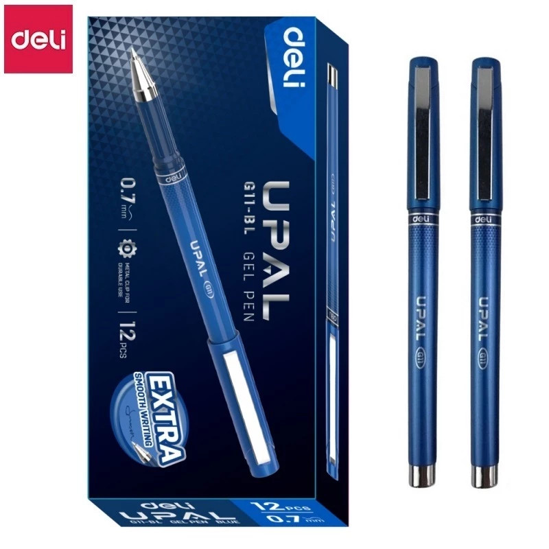 (HỘP 12 CÂY - G11) Bút ký Cao Cấp Deli Upal G11 / Bút bi nước G11-BL ngòi 0.7mm - Mực gel cao cấp