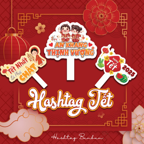 Hashtag cầm tay chủ đề Tết Nguyên Đán, Tết Âm Lịch