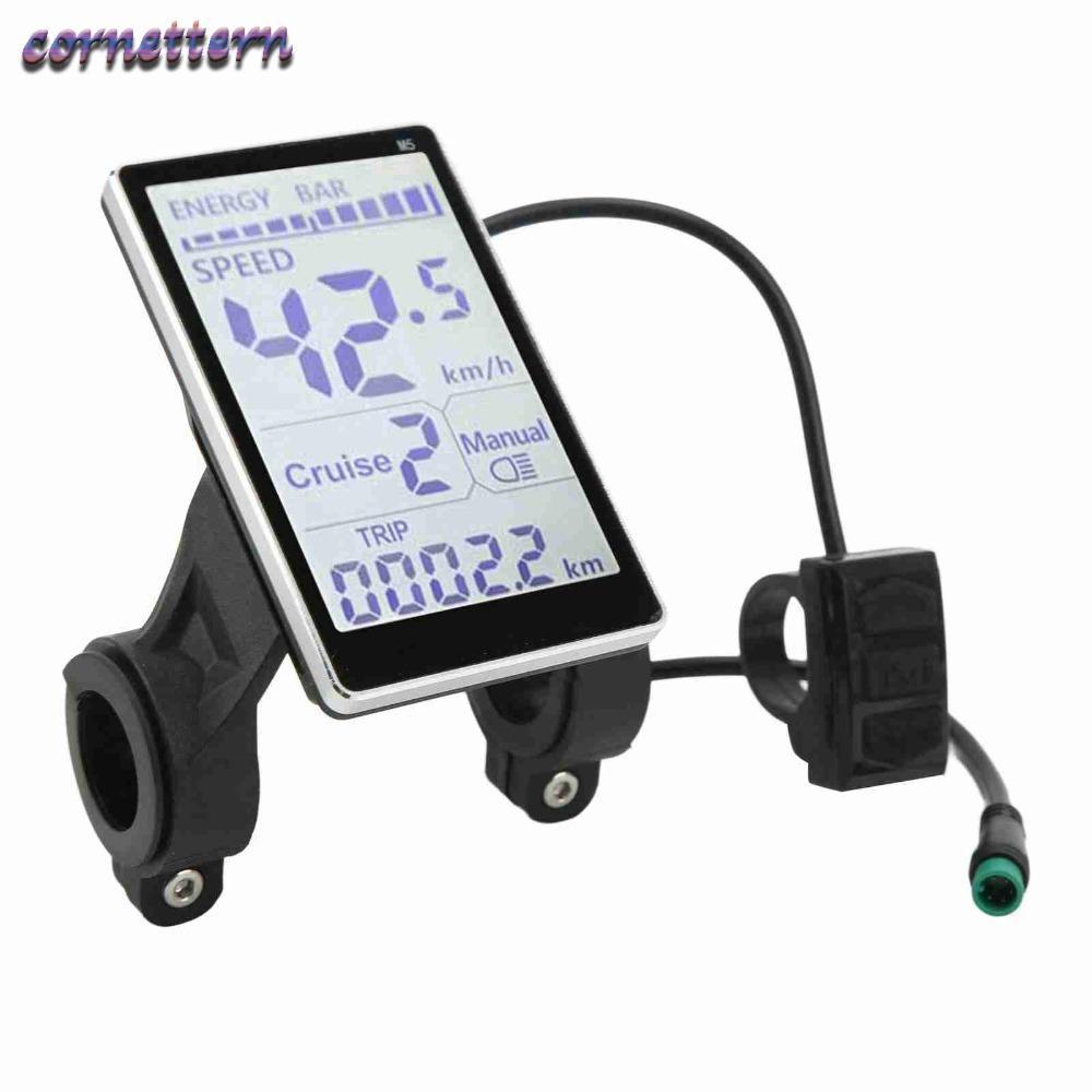 Màn hình LCD xe đạp điện CORNE, Đồng hồ LCD xe đạp điện 24V 36V 48V 60V 5 chân, Màn hình LCD ABS chố