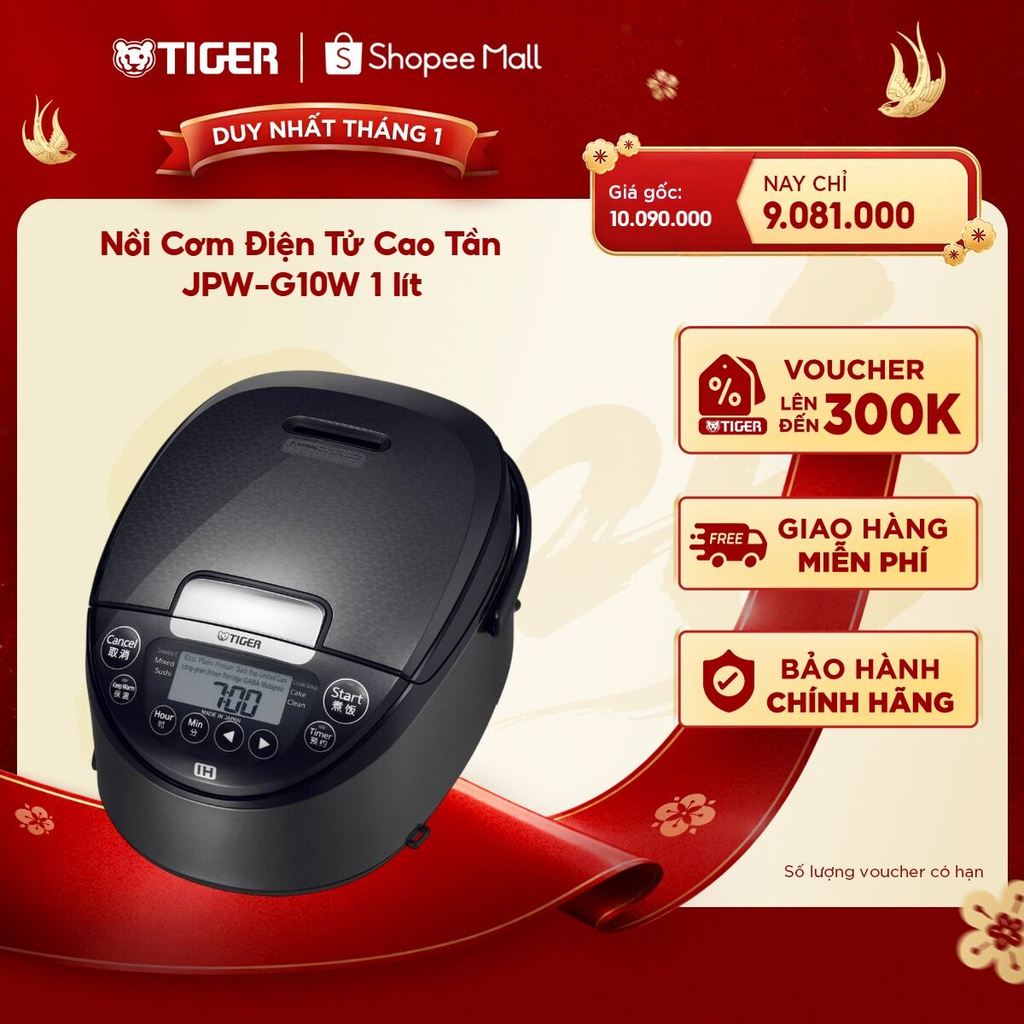 Nồi Cơm Điện Tử Cao Tần Tiger JPW-G10W 1 lít - Hàng chính hãng