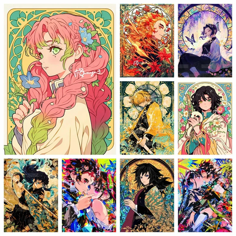 Giả Tưởng Quỷ Sát Thủ Anime Poster Tanjiro Nezuko Shinobu Giyu Trang Trí Nhà Cửa