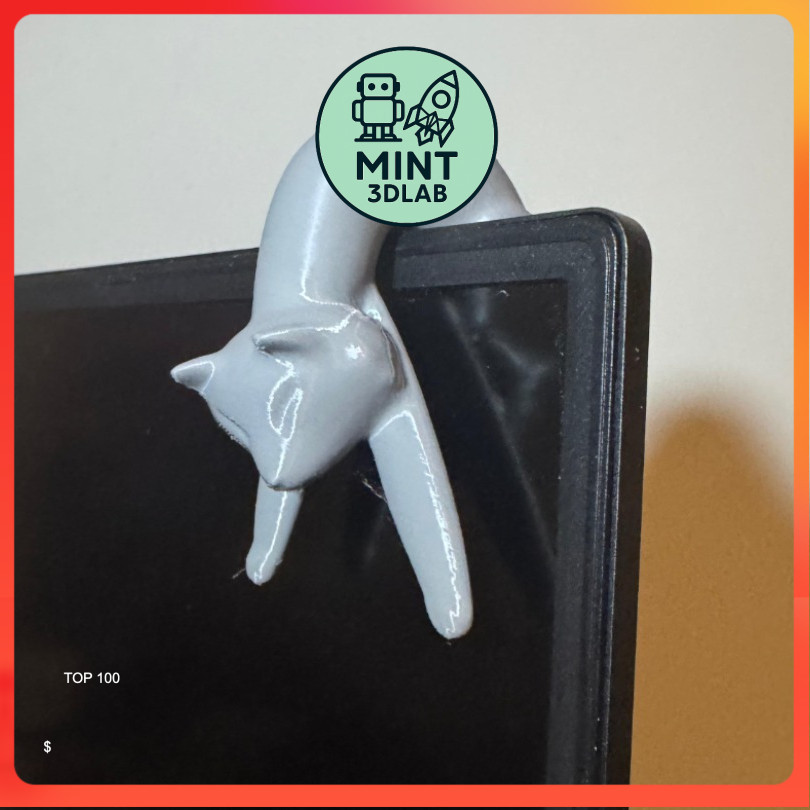 Mô Hình Mèo Rũ Đầu Trên Màn Hình In 3D – Decor Cạnh Monitor Siêu Chill, Tạo Điểm Nhấn Desk Setup | M