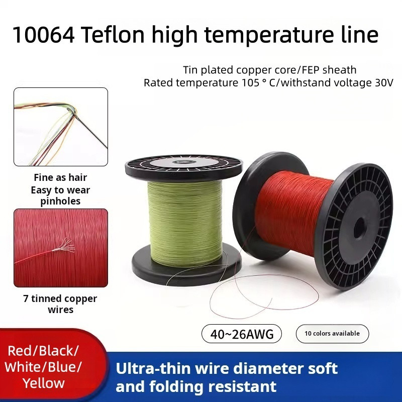 10064 Dây đồng đóng hộp nhiệt độ cao Teflon 40 36 32 28 26AWG Dây điện tử lõi đơn