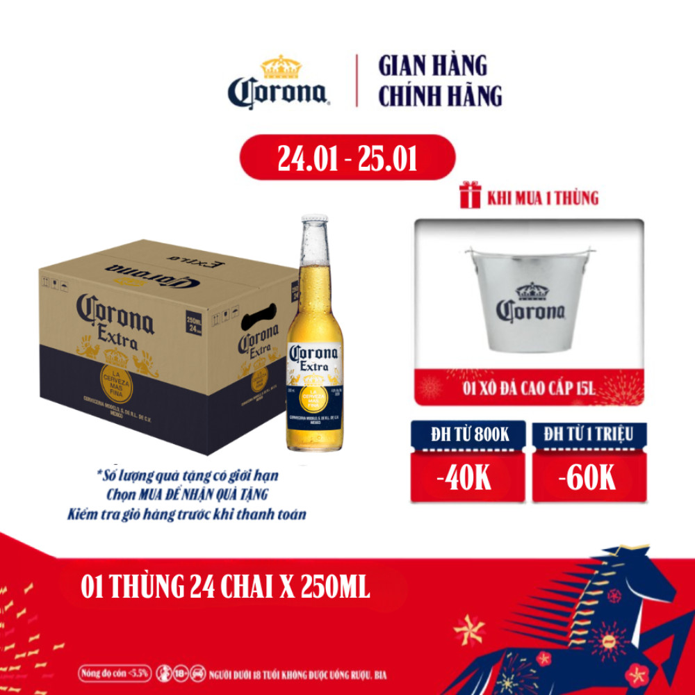 Bia Corona Extra nhập khẩu thùng 24 chai (250ml/chai)