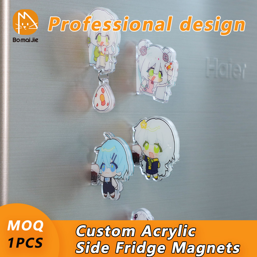 Custom Acrylic Side Fridge Magnets High quality UV Print Anime Cartoon Standees keychain Side Fridge