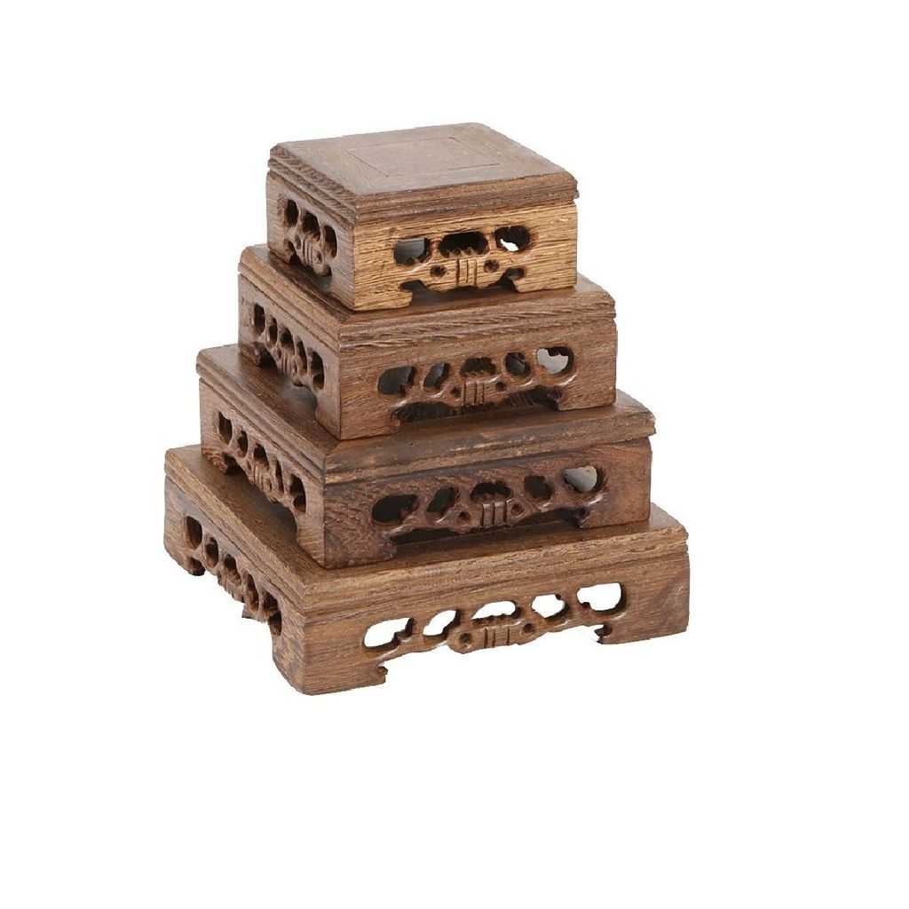 Đế gỗ, đôn gỗ vuông để chậu bonsai mini, tượng gốm ấm trà