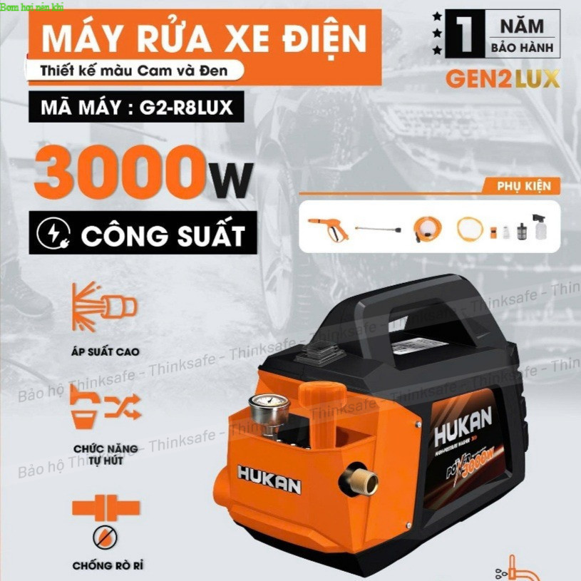 Máy Rửa Xe Chỉnh Áp HUKAN G2-R8LUX, Công Suất 3000W 160Bar, , Bảo Hành 12 Tháng Nén Khí HUKAN