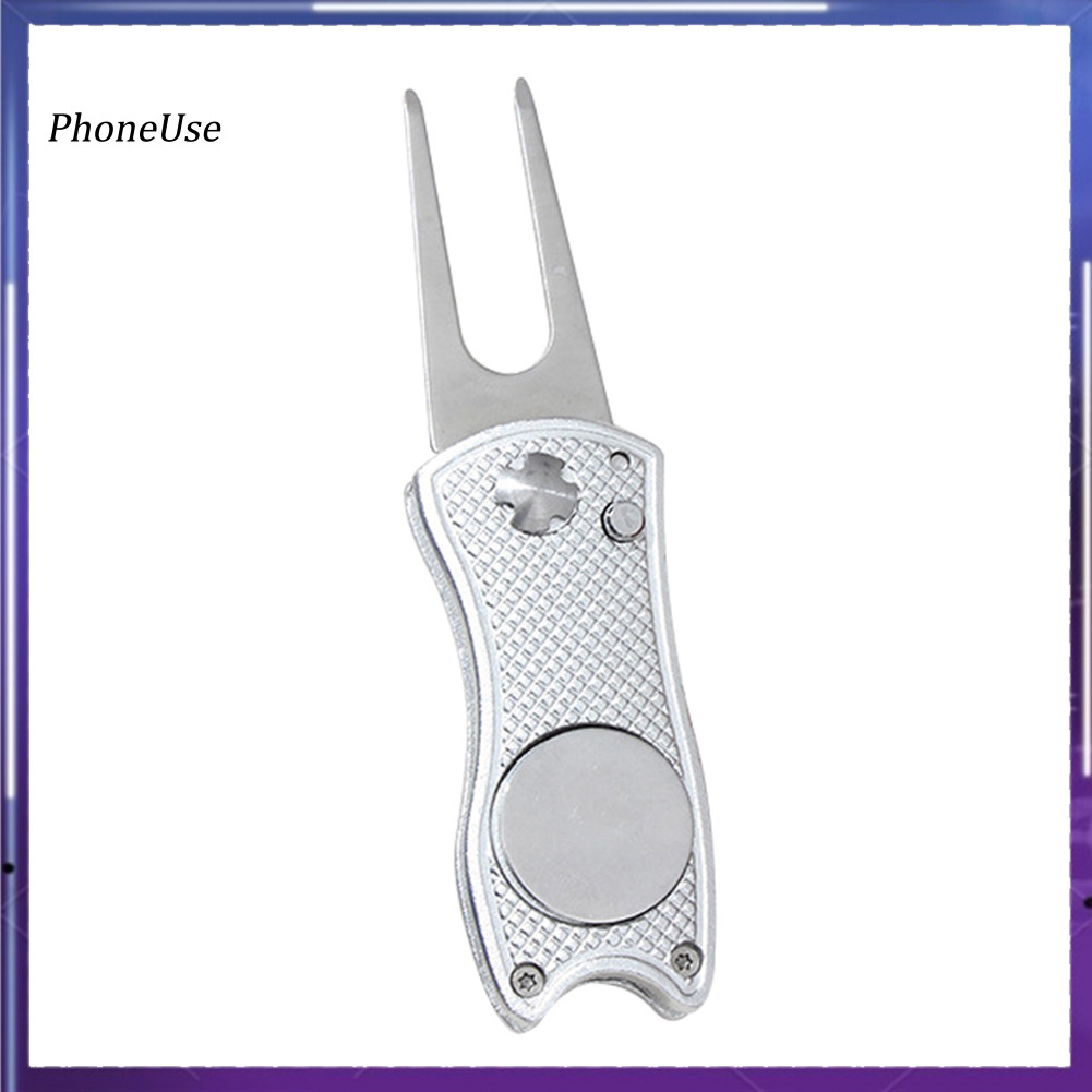 PhoneUse Có Thể Gập Lại Thép Không Gỉ Bóng Marker Golf Divot Tool Pitch Groove Repair Cleaner