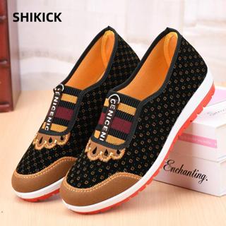 Giày vải SHIKICK, Giày vải Bắc Kinh cổ tròn, Giày đế bằng thông thường thoáng khí cũ Bắc Kinh Giày đế bằng mùa xuân và mùa thu