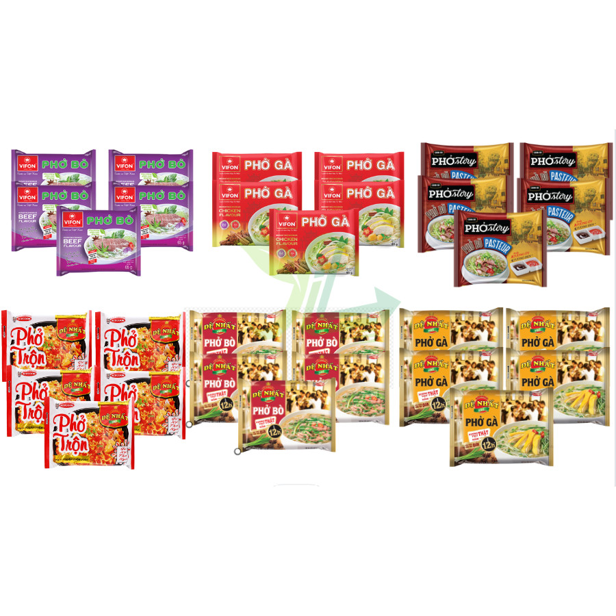 COMBO 5 Gói Phở Bò/ Gà Vifon, Phở Bò/ Gà Đệ Nhất, Phở Trộn Đệ Nhất/ Phở Bò Story Chinsu...