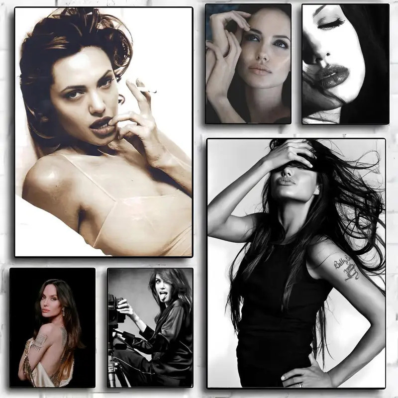 Ca sĩ nhạc pop Angelina Jolie Poster In, Nghệ thuật treo tường hiện đại, Phòng ngủ, Phòng ăn, Quầy B