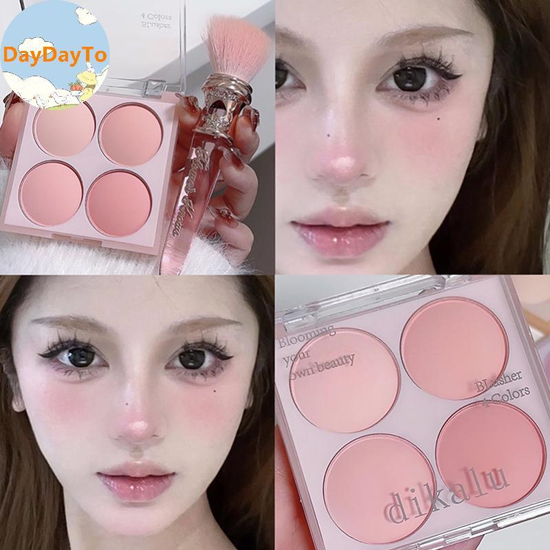 DayDayTo 4 Màu Matte Blush Powder Set - Sweet Warm Tone Face Makeup Cheek Brightener Cosmetic Illumi