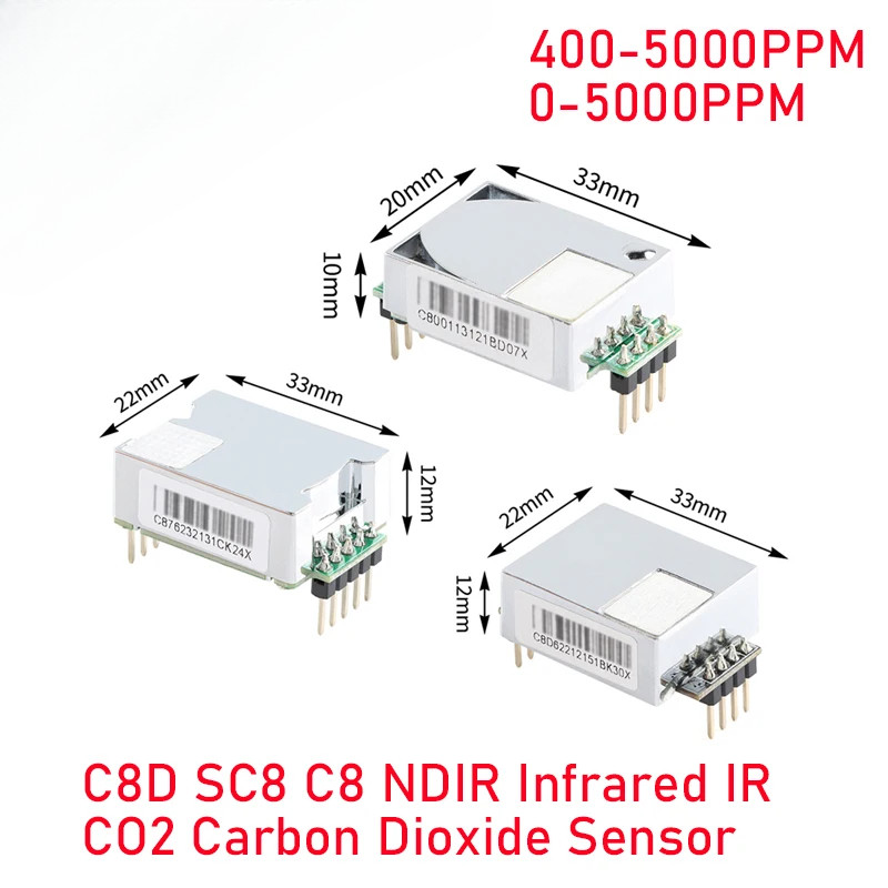 C8D SC8 C8 NDIR Hồng Ngoại IR CO2 Cảm Biến Carbon Dioxide Mô Đun Phát Hiện Nồng Độ Khí Độ Chính Xác 
