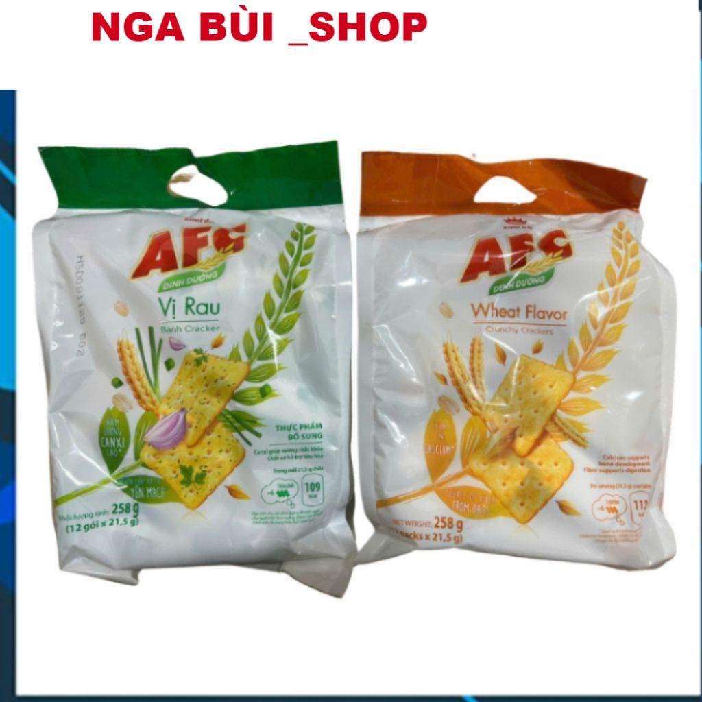 ( GIÁ SỈ )  Túi bánh AFC đủ vị 258g,Túi bánh quy dinh dưỡng AFC 258g đủ vị, bánh AFC túi vị lúa mỳ,r