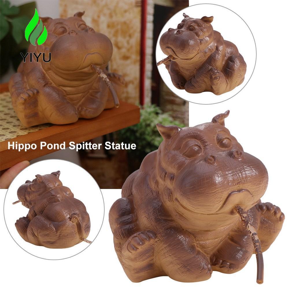 YIYU Hippo Pond Spritter Tượng, Nhựa Thực Tế Hippo Vườn Tượng, Hippo Trang Trí Mô Phỏng Động Vật Dễ 