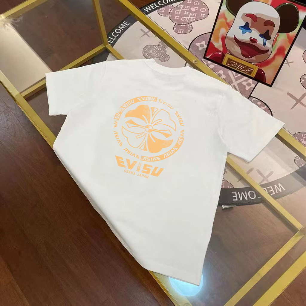 Áo thun cổ tròn cổ điển nam nữ size 6XL, phong cách thể thao phương Tây nhẹ, tay Raglan - Evisu chín