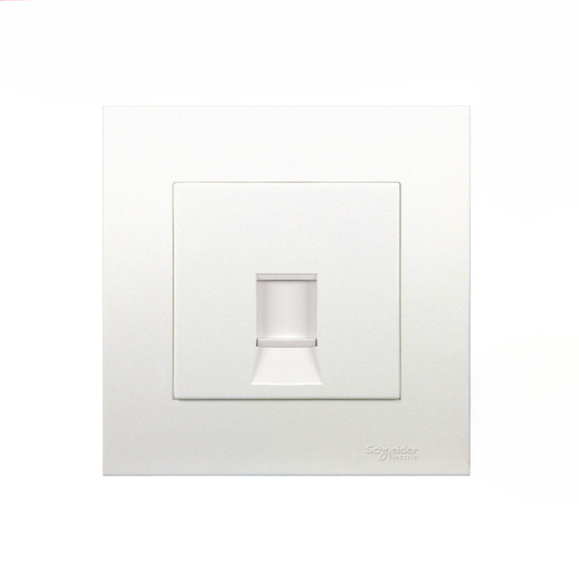 (Freeship) Ổ cắm mạng cat6 đơn - Trắng/ Xám Bạc - Schneider  - KB31RJ6_WE KB31RJ6_AS