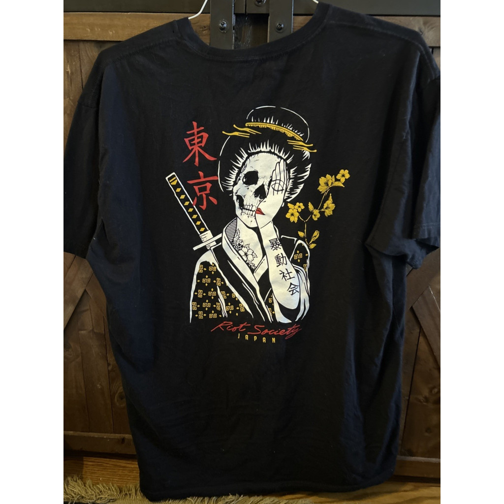 Áo Thun Cotton Nguyên Chất Phong Cách Nhật Bản Với Họa Tiết Geisha