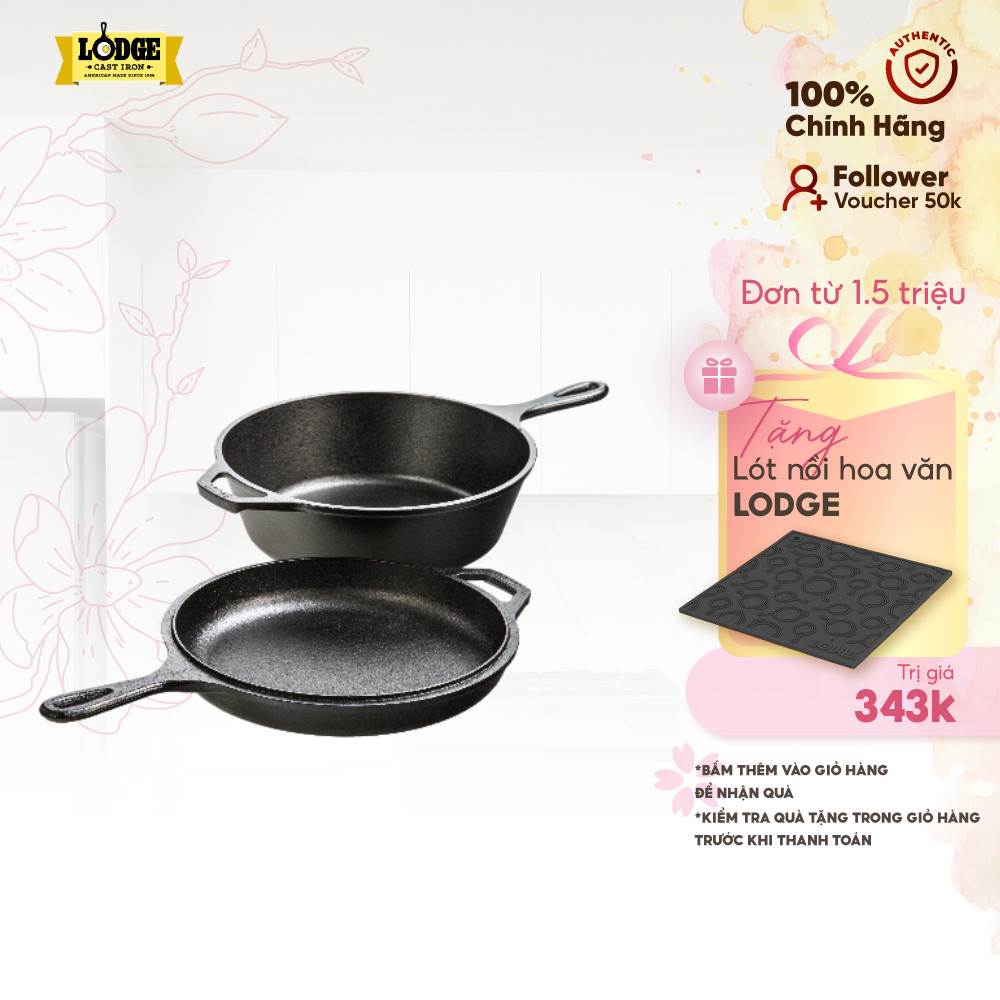 Lodge - Bộ nồi chảo gang - 26cm