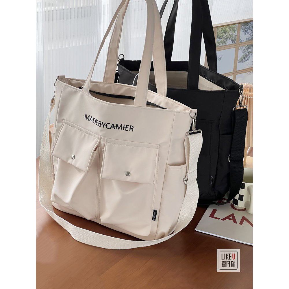 túi tote túi tote có khóa kéo Original No Pilling Multi-Pocket Nghệ thuật một vai thông thường
