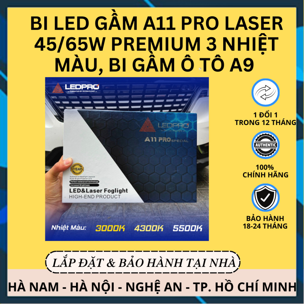 [Hàng mới về] Bi Led Gầm A11 PRO Laser 45/65w PREMIUM 3 Nhiệt Màu, Bi Gầm Ô Tô A9 | Chính Hãng